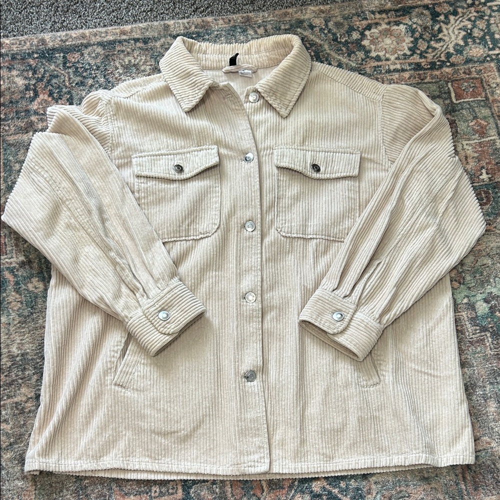 H&M Cream Corduroy Utility Jacket